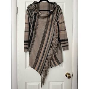 Striped Poncho Open-Front Cardigan - Size S